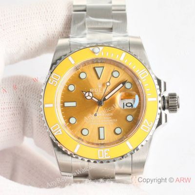 Super Clone Rolex Submariner Milk Yellow Limited Edition Watch Clean 3135 Movement